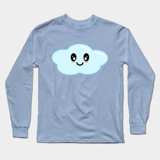 Kawaii Cute Cloud Character - Light Blue Long Sleeve T-Shirt